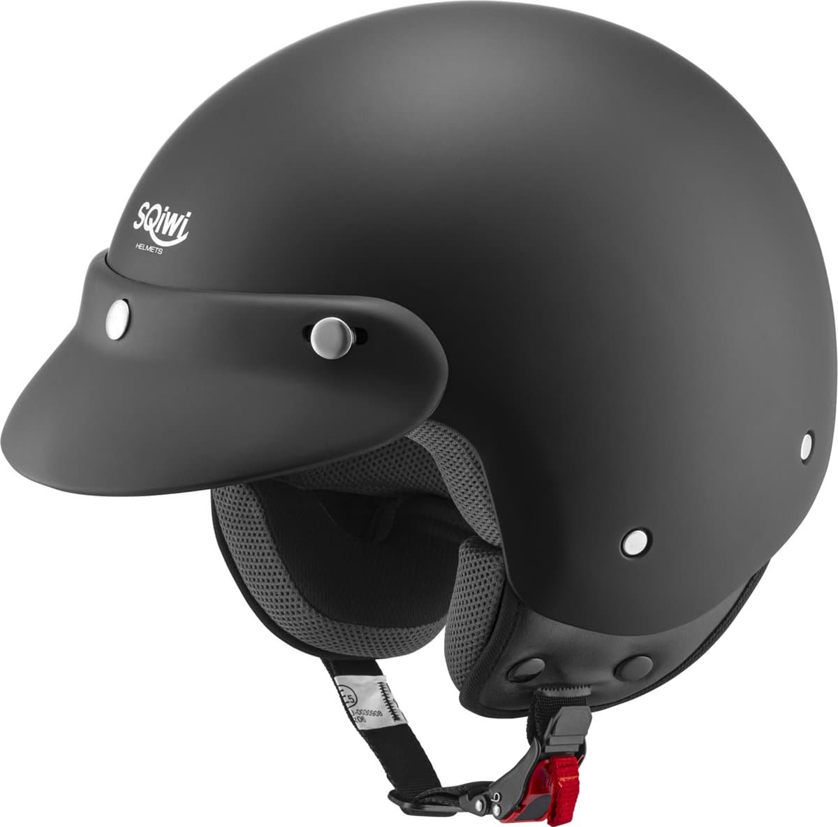 SQIWI Touring Helm - S - Scooterhelm - Motorhelm - Pothelm - Geschikt voor Vespa, Scooter, Brommer, Motor en Snorfiets - Mat Zwart (EAN: 8720941403174)