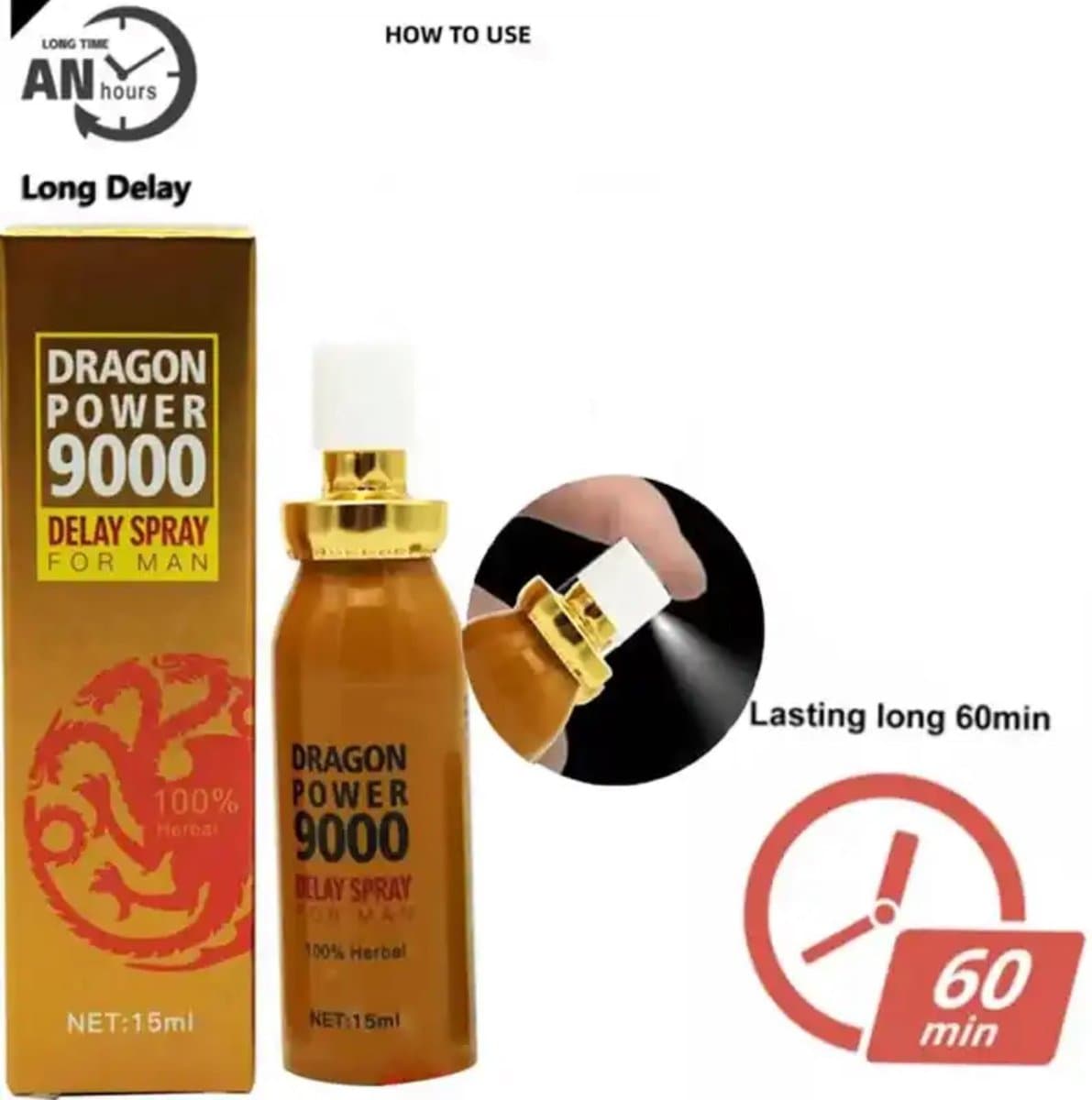 Libido Verhogende Ultieme Sex Delay Spray 15ml - Dragon power 9000 Man Delay Spray - Verlenging Sex Met 60 Minuten - Uitstel Vervroegd Klaarkomen - Penisvergroting - Ultieme hardheid. (EAN: 8785286925385)