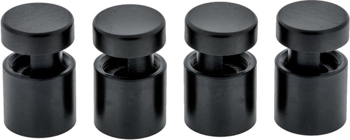 QuattroFix 73 - Afstandhouders Zijgrip Zwart - Ophangsysteem voor Plexi - Dibond - Aluminium - Staal - Set van 4 stuks (EAN: 7433605960913)