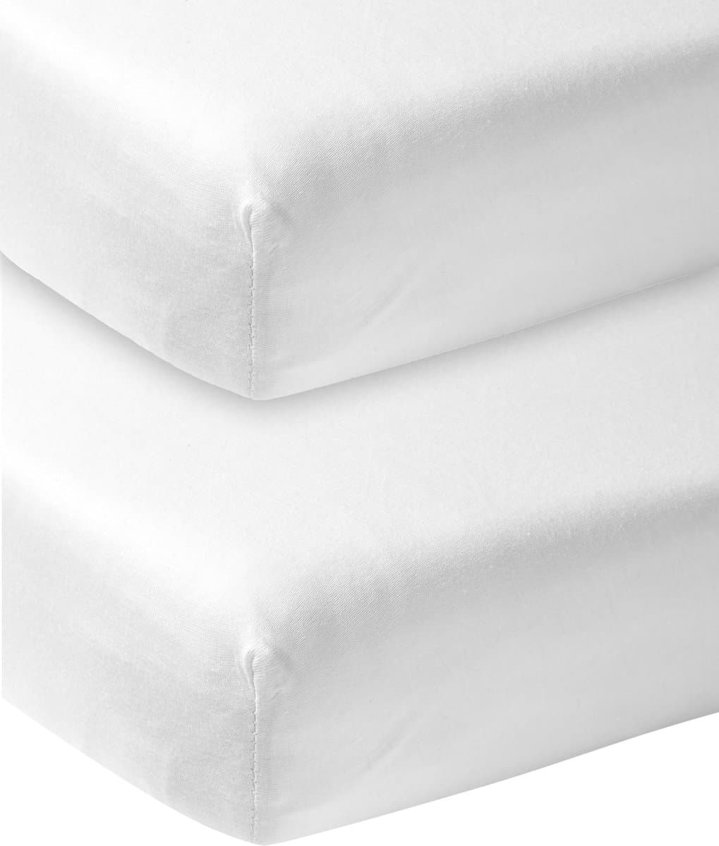 Meyco Baby Uni hoeslaken co-sleeper - 2-pack - white - 50x90cm (EAN: 4054703632224): Het fijne aan “minder is meer”