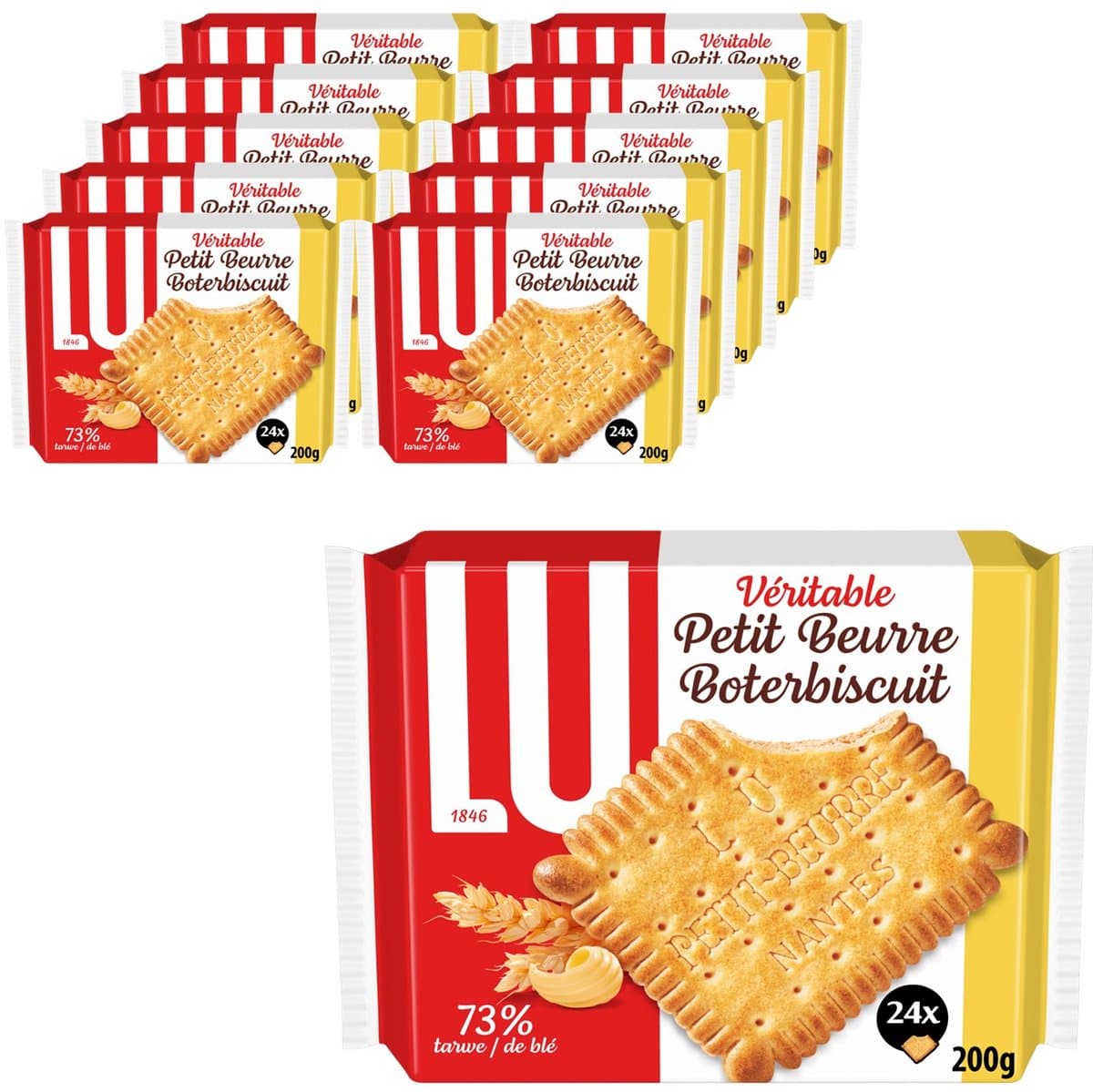 LU Petit Beurre Boterbiscuits 10 x 200g (24 x 8,3g) - Boterkoek - Knapperige koek - Snoep, Koek, Chocolade (EAN: 7622202808708)