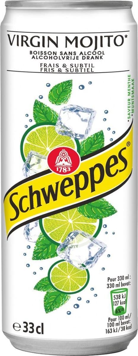 Schweppes Mojito Tray 24x33cl Blikjes (EAN: 3124488187545): **Een Tray vol Zomerse Vibes**