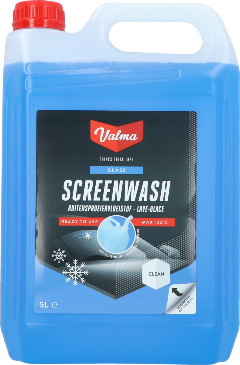 Valma WK05S Ruitensproeiervloeistof Antivries - -Kant&Klaar - Bescherming tot -20°C - Beschermt tegen herbevriezen - Verwijdert insecten en aanslag - 5 Liter (EAN: 8711293390250)