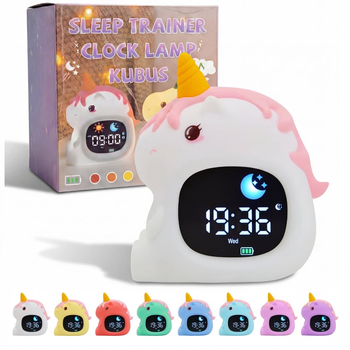 Slaaptrainer Unicorn - Slaapwekker - Kinderwekker - Nachtlamp Kinderen - Oplaadbaar - Dim functie - Digitale Kleurenscherm - Wake Up light (EAN: 8721001582808): 🌈 Een Slaapritueel dat Magisch Voelt