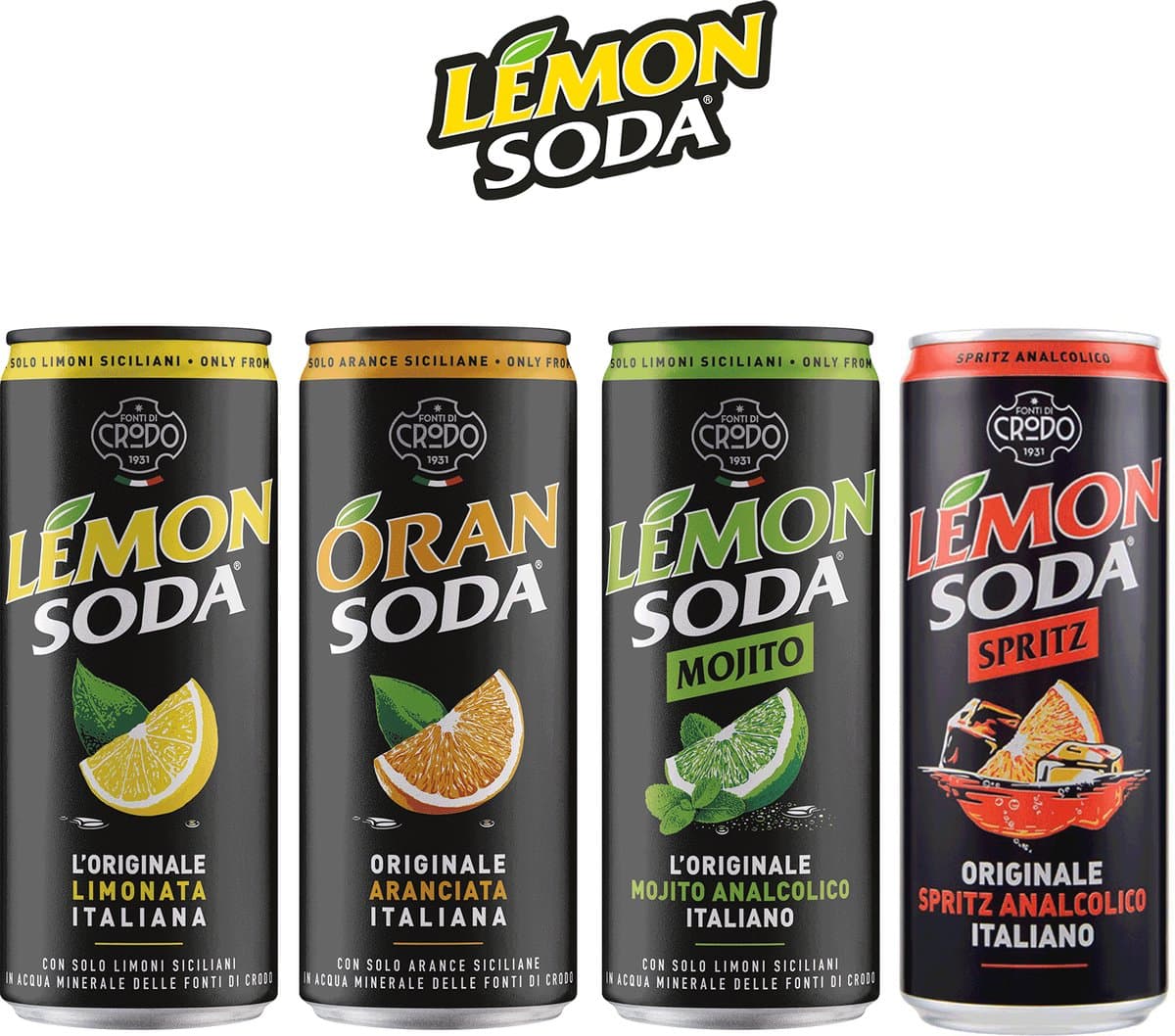 LemonSoda L'ORIGINALE Assortiment - LemonSoda - OranSoda - LemonSoda Mojito - LemonSoda Spritz - tray 24 x 33cl (EAN: 8057192001638): 1. First impressions – wat staat er op de blik