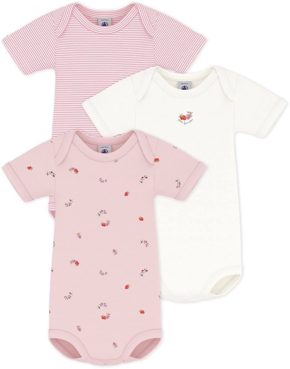 Petit Bateau Setje van katoenen body's met korte mouwen en bloemenprint Meisjes Rompertje - Roze + Roze + Wit/Roze (EAN: 3617103041549): Eerste indrukken (en waarom ik meteen “wow” zei)