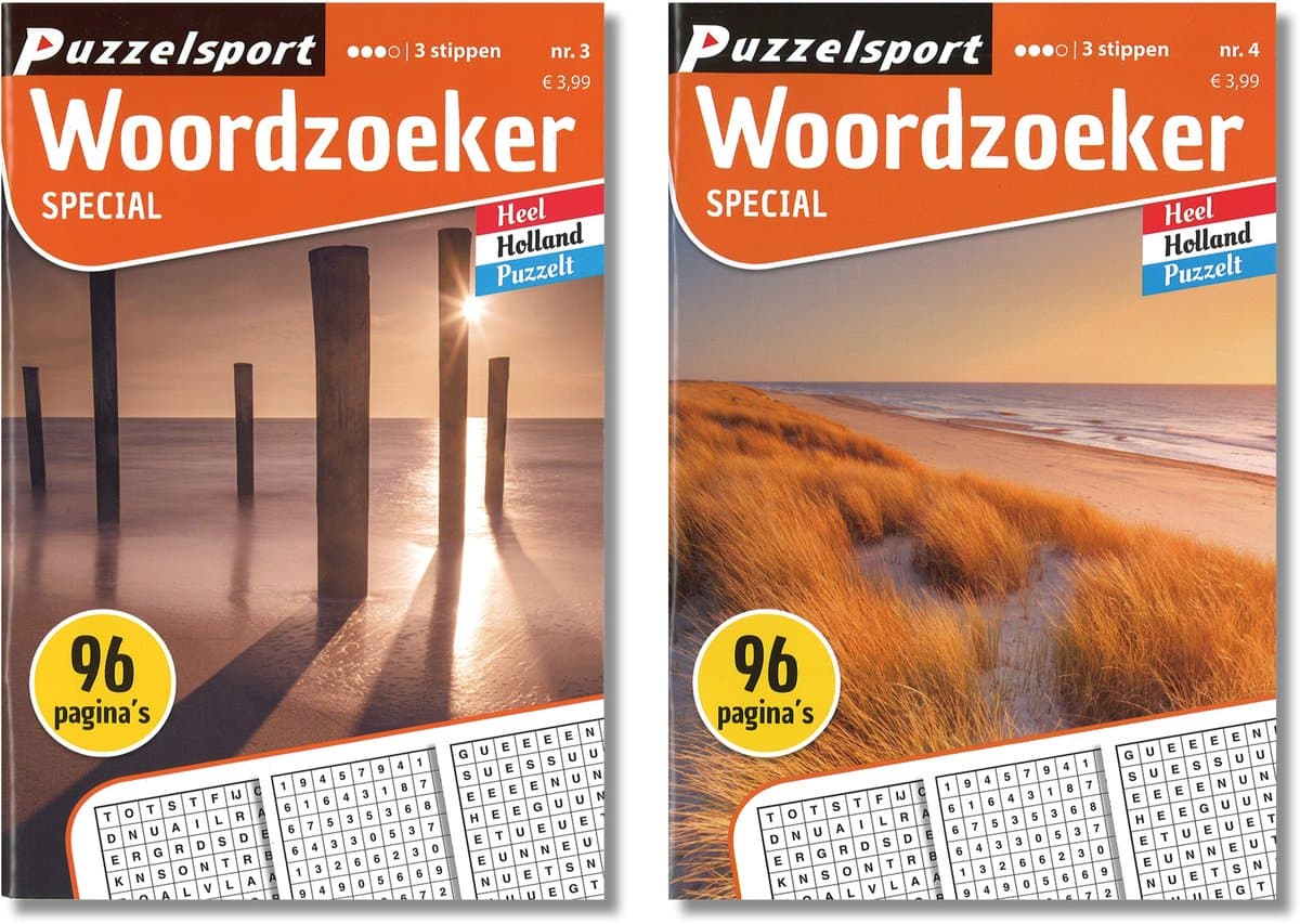 Puzzelsport Woordzoeker Special Puzzelboeken – Niveau 3 Sterren – 2x 96 Pagina’s Voor de echte Puzzelaar (EAN: 8710835847801)