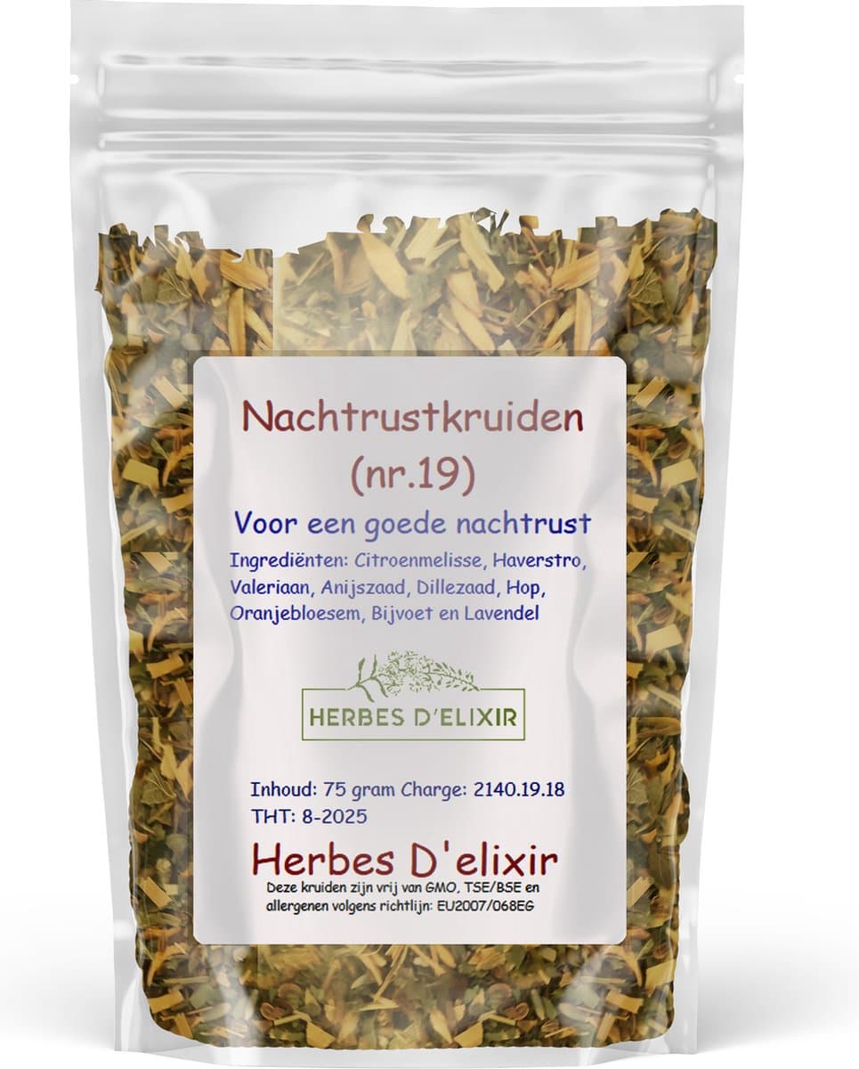 Herbes D'elixir Nachtrust Kruidenthee - Losse Thee - 75 Gram - Ontspanning voor een Goede Nachtrust (EAN: 8720618452474)