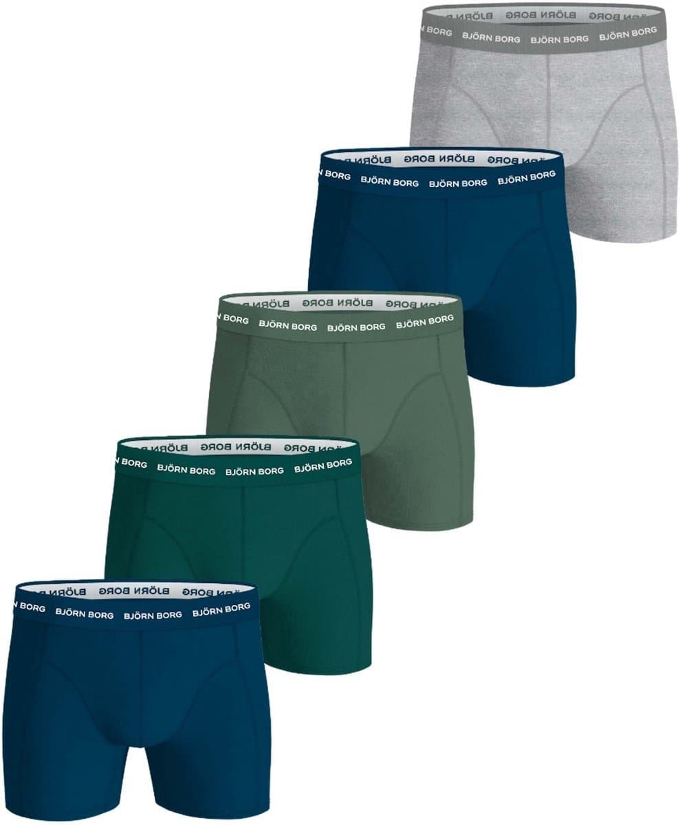 Björn Borg - Heren - Boxershort Cotton Stretch 5-Pack - Blauw/Grijs/Groen - Maat L (EAN: 6095402799731): Wat valt er te zeggen over deze materialen