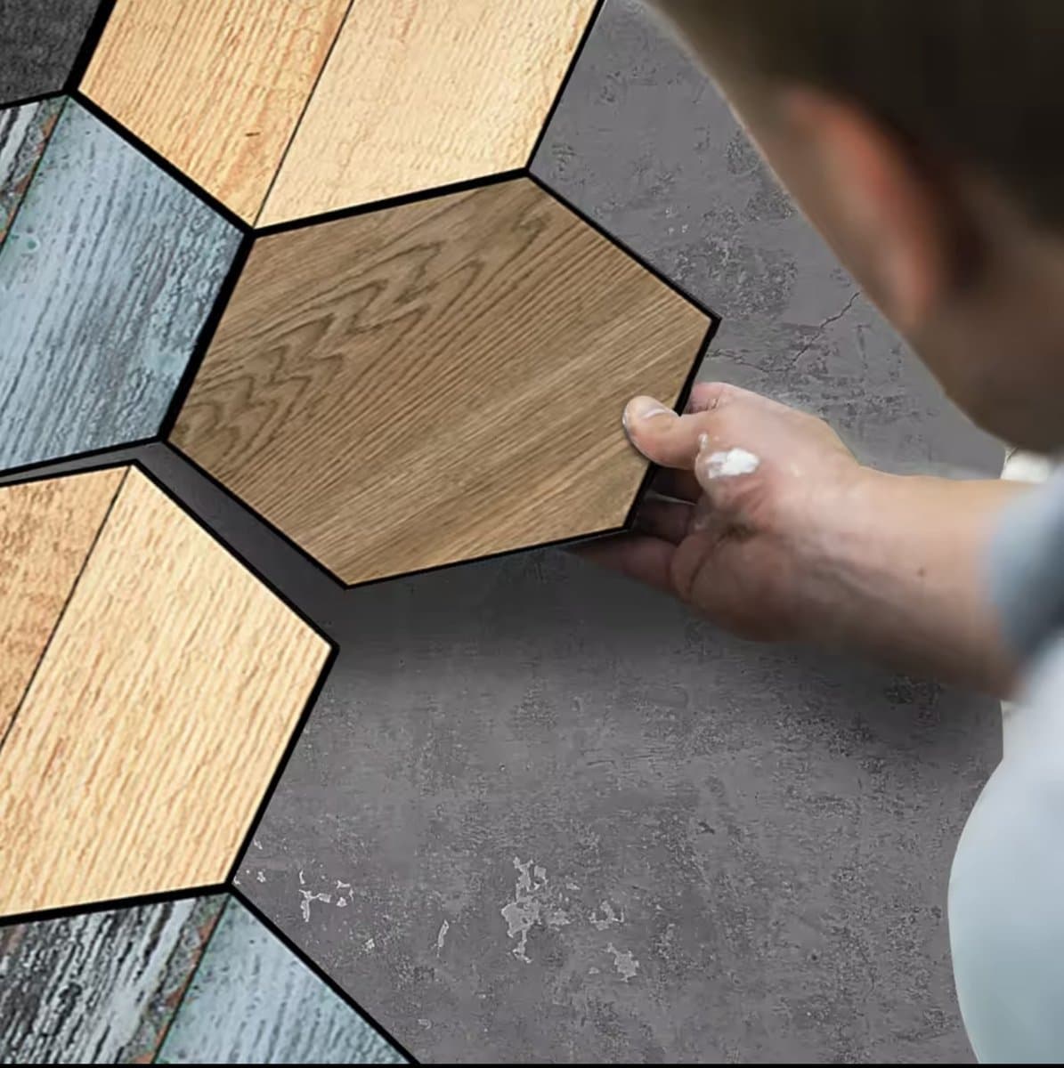 Vloerstickers Houtnerf – 11 Stuks – Zeshoekig – Zelfklevend – Antislip & Waterdicht- PVC - 1,14 m2 - G3.1 (EAN: 5833535568463): Een mini-metamorfose in een handomdraai 🛠️