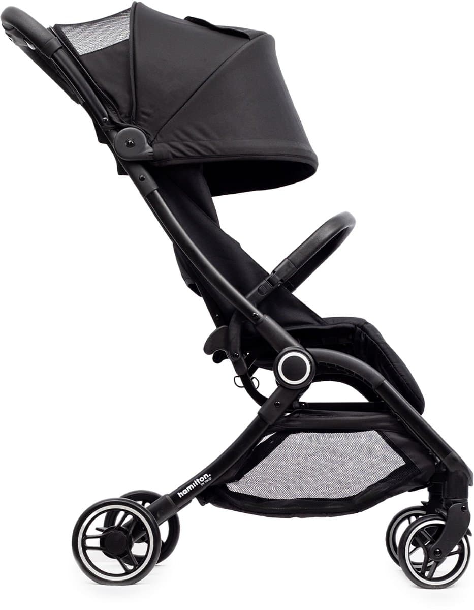 Hamilton by Yoop S2 Lichtgewicht Buggy – MagicFold™ Technologie – Tot 22 kg – Kinderwagen inclusief Reisband en Bekerhouder - Compact, Verstelbaar, Opvouwbaar en Inklapbaar – Plooibuggy Baby – Zwart (EAN: 8720726065542)