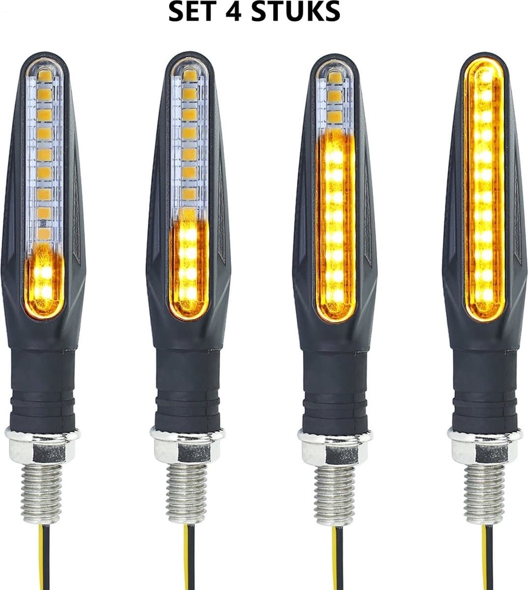 4 stuks LED Motor Richtingaanwijzers Dynamisch - Motorknipperlichten - Universeel - Buigbaar - Dynamische -Knipperlichten - Knipperlampen - Ingebouwd relais - IP68 (EAN: 8785268412285)