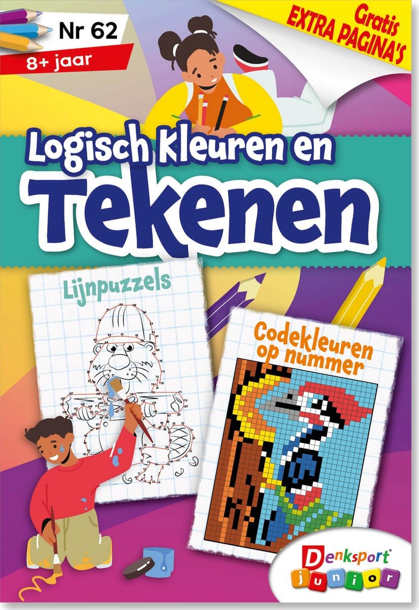 Denksport Junior Puzzelboek Logisch kleuren en tekenen Junior, editie 62 (EAN: 8710835877457)