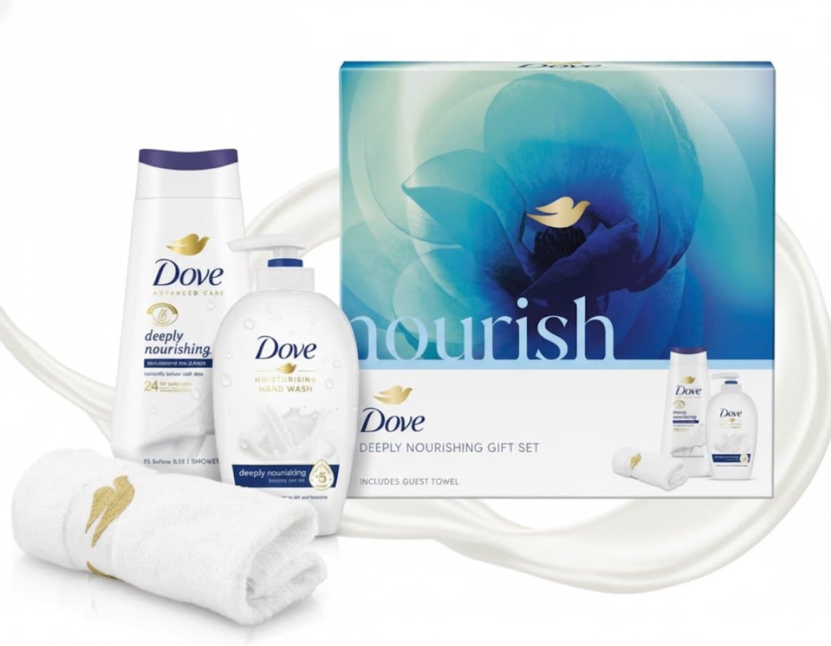 Dove Deeply Nourishing Geschenkset – Douchegel & Handzeep – Verzorgingsset voor Haar & Huid – Cadeauset voor Vrouwen (EAN: 8720182949660)