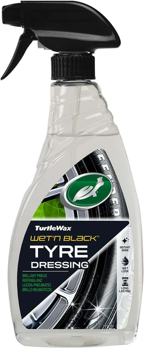Turtle Wax GL Wet N Black - Bandencoating voor langdurige bandenglans - Beschermt de banden tegen UV-straling – Laat banden er nat en glimmend uitzien - 500ml (EAN: 5010322776397)
