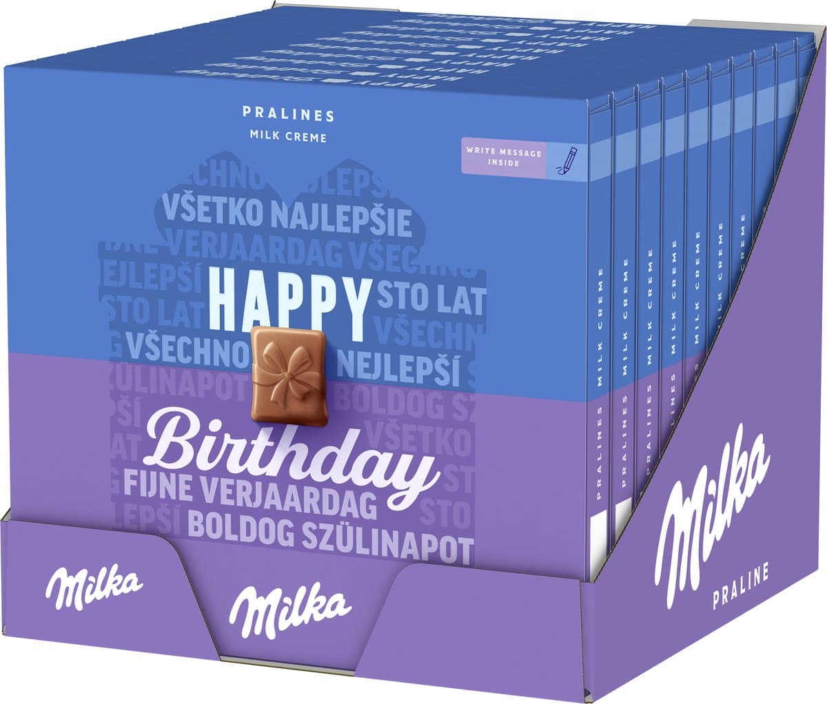 Milka Happy Birthday Chocolade Pralines 110 gram - 20 Pralinés - Chocoladecadeau - Cadeautjes - Verjaardag (EAN: 7622210597359): Wat maakt deze pralines zo bijzonder