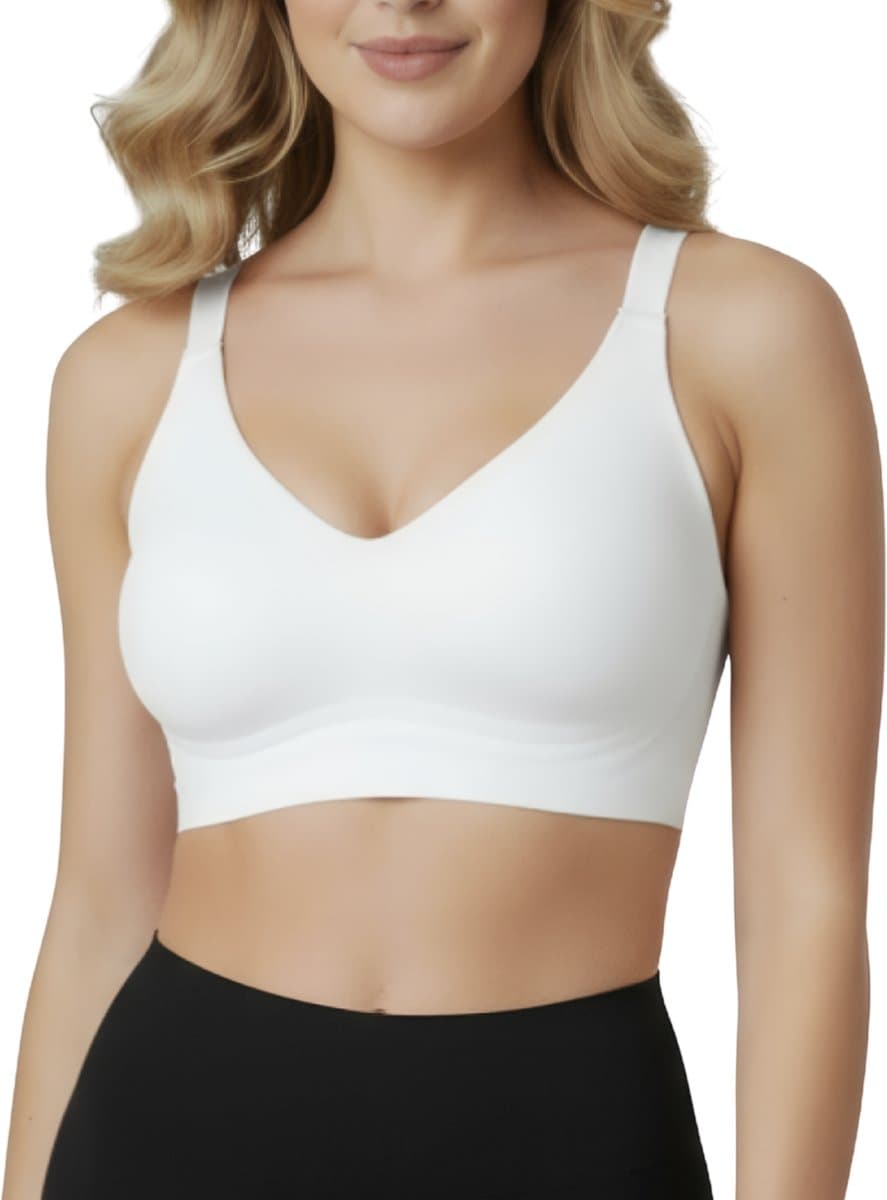Naadloze Push Up BH zonder Beugel - Maat M - Wit - Met Uitneembare BH Vulling - Verstelbare Bandjes - Extra Comfortabele Sport BH - Zwangerschap bh - Beugelloze BH - Met Push Up - Magic Bra (EAN: 8721184175347): Wat valt er te zeggen over dit design