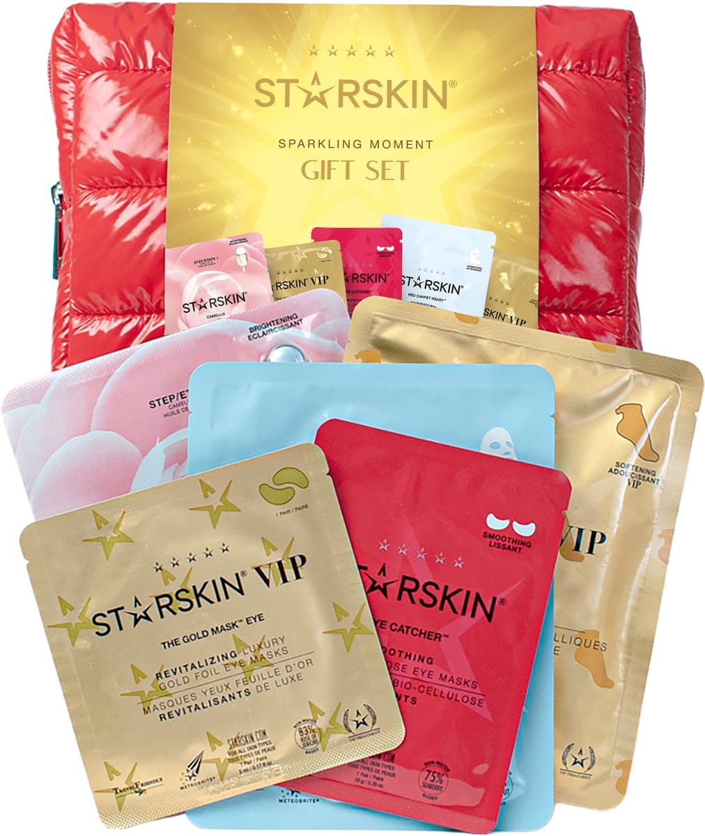 STARSKIN® Sparkling Moment 6-delige Giftset – Luxe Geschenkset voor Vrouwen met Sheetmaskers – Hydraterend, Voedend & Verfrissend – Inclusief Herbruikbaar Toilettasje – Perfect Beauty Cadeau – Korean Skincare (EAN: 7640164574899)