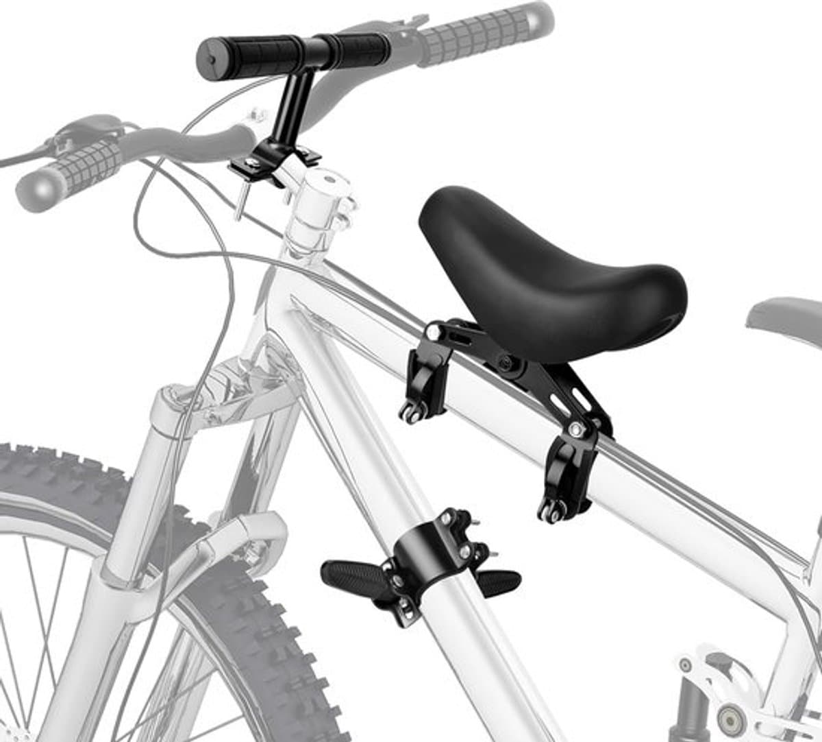 Fietsstoeltje - fietsstoeltje junior - fietszitje achter - zadel op stang - achter fietszitje - met voetsteunen en handgrepen - ergonomisch design - veilig en comfortabel - mountainbike zitje voor kind - veilig en comfortabel - zwart (EAN: 9318528...