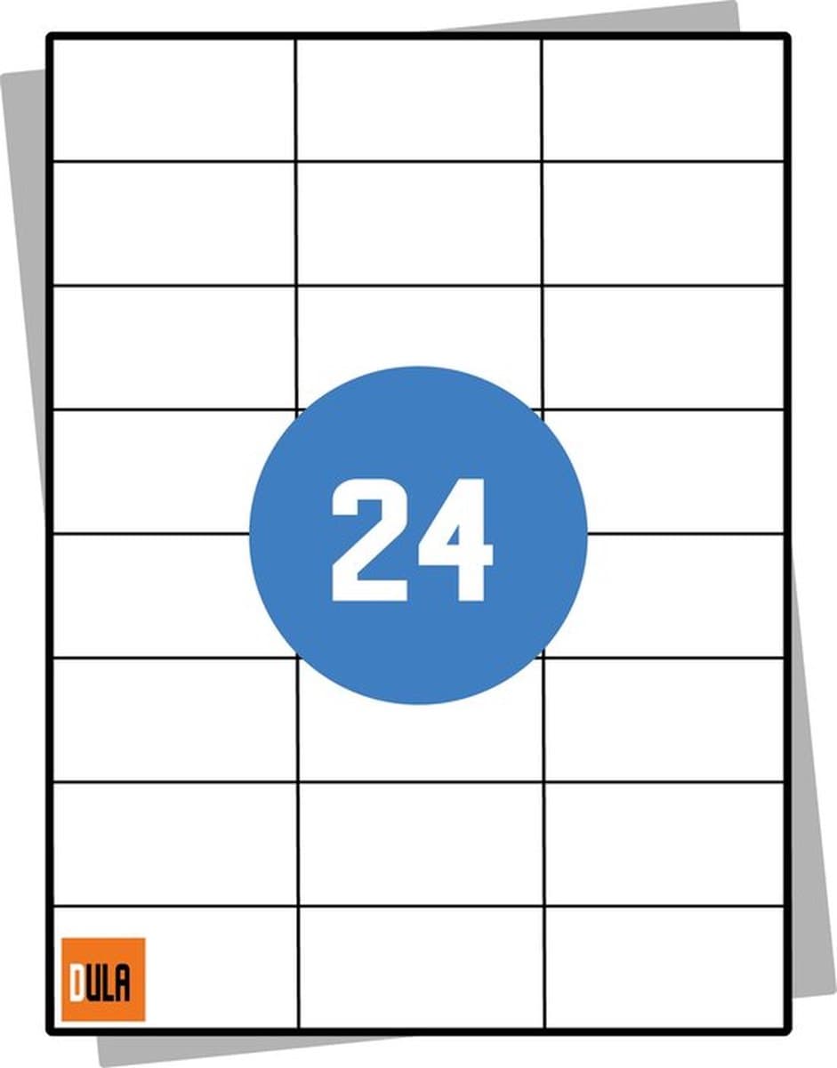 DULA Etiketten - Stickervellen A4 - 24 stickers per vel - 70 x 37 mm - 10 vel (EAN: 8720598112269)
