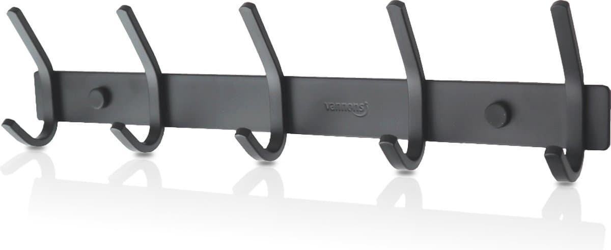 Vannons - Wandkapstok - Kapstok Hangend - RVS Metaal - 10 Hangers - Industrieel - 35 cm - Kapstok Zwart (EAN: 8720094902845)