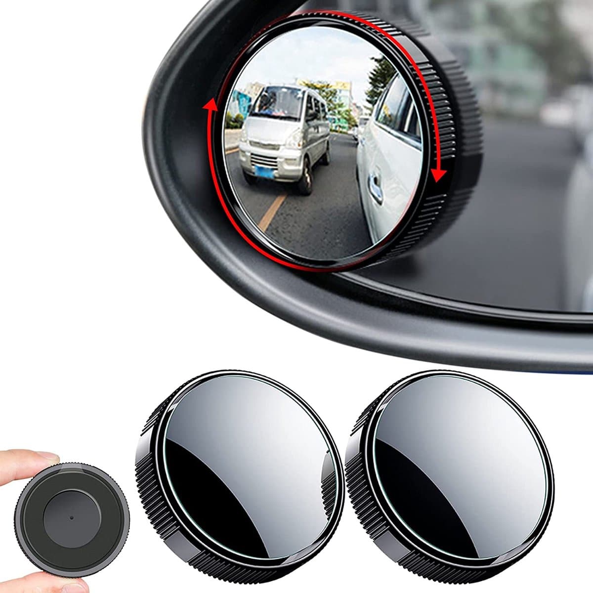 Dodehoekspiegel rond - set van 2 stuks - 2 inch - 360° - Zwart (EAN: 8720297918759)