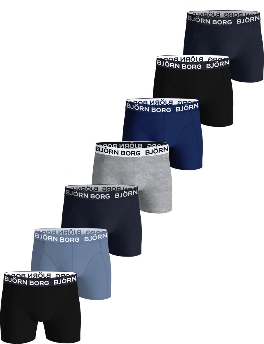 Björn Borg Cotton Stretch Boxershort Heren - Zwart/Blauw/Grijs - 7 stuks - Heren onderbroeken - Katoenen Boxer - Maat L (EAN: 7321465822574)