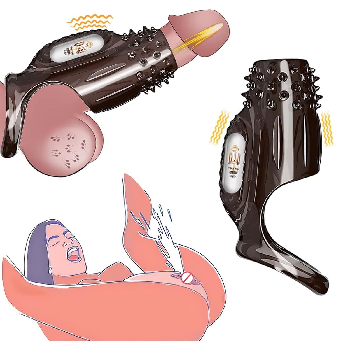 Vitdipy - Cockring - Vibrerend - G-Spot - Penis Sleeve - Waterdicht - Sex Toys voor Koppels - Perineum Stimulatie - Zwart (EAN: 9321882418587): 🎨 Een beetje design, een grote impact