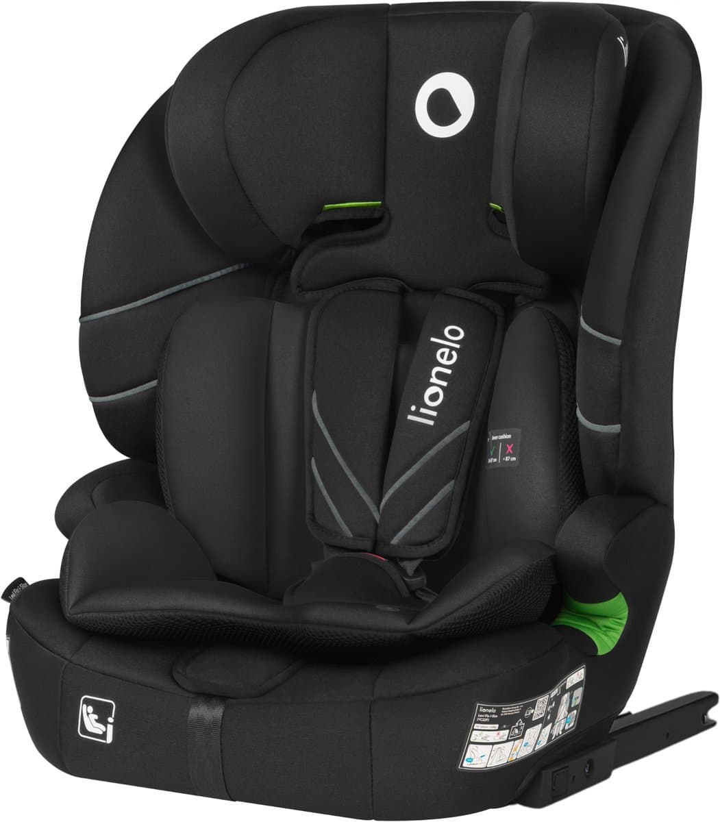 Lionelo Autostoel met ISOFIX – 1.5 tot 12 jaar (76-150 cm / 9 - 36 kg / Groep 1 2 3) – Nieuwste norm – Groeit mee – Breed zit- en rugdeel – 10-standen Hoofdsteun – Wasbare hoes – 5 Punts Gordel – Autostoeltje voor Baby, Kind, Peuter – Levi Fix i-S...