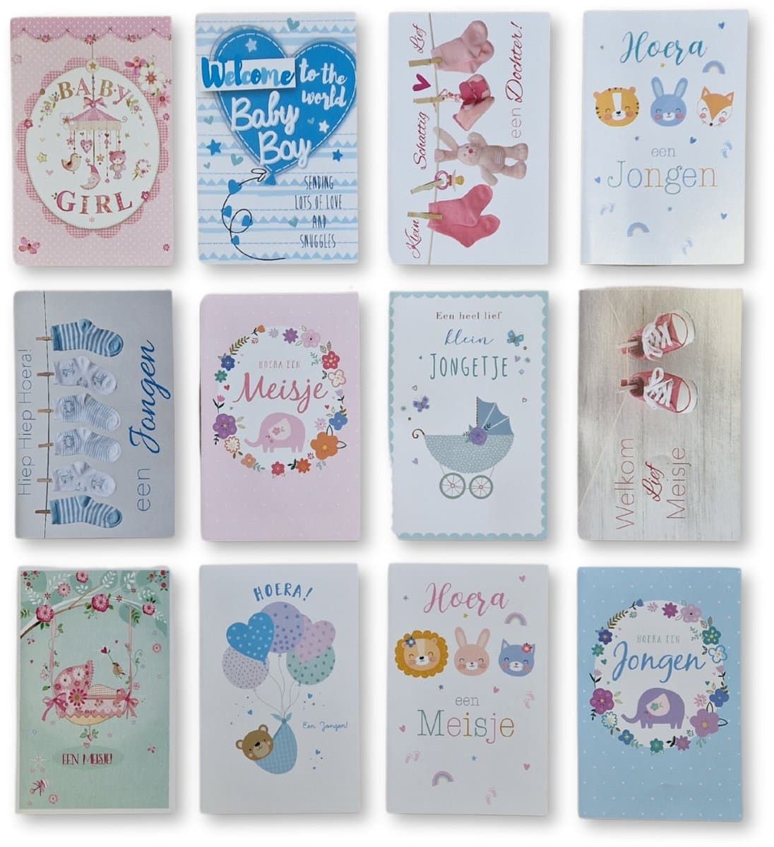 12 Cards & Crafts Luxe Geboortekaartjes - Geboorte wenskaarten Zoon / Dochter - 12x17cm - Gevouwen kaarten met enveloppen (EAN: 7106619167271): Wat eruitziet Luxe en Persoonlijk