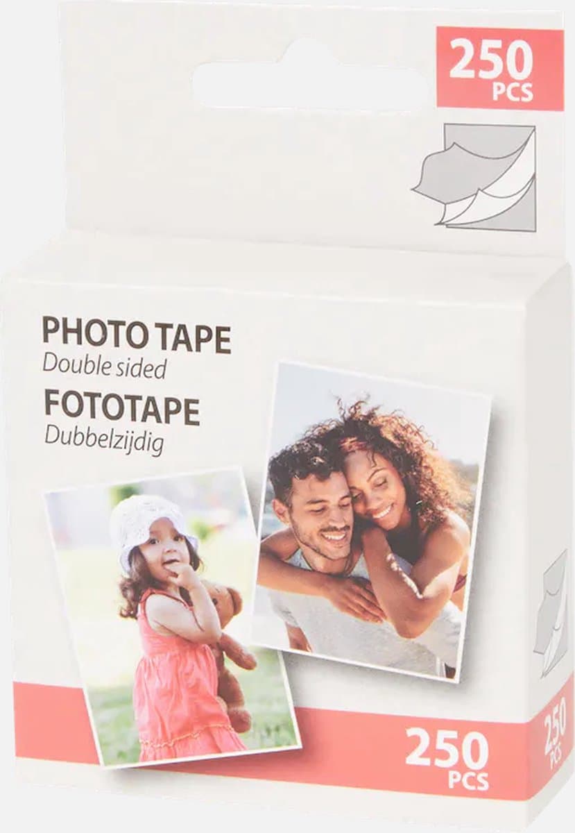 Foto tape dubbelzijdig - 250 Stuks - Photo tape - Double sided (EAN: 8720573542777): Wat is foto tape dubbelzijdig