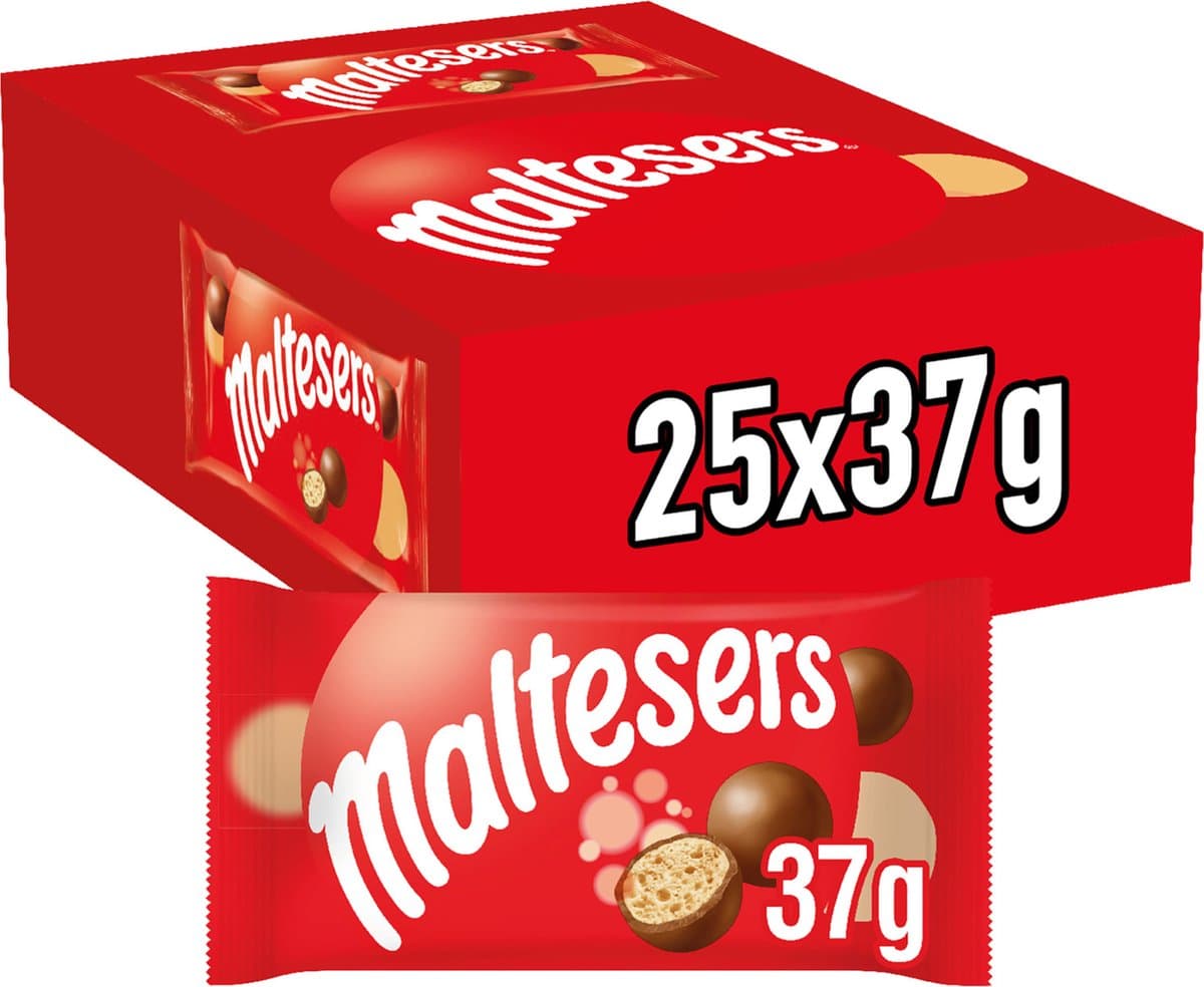 Maltesers Singles - melk chocolade snoepjes - uitdeelzakjes 25x37g (EAN: 5000159316323)