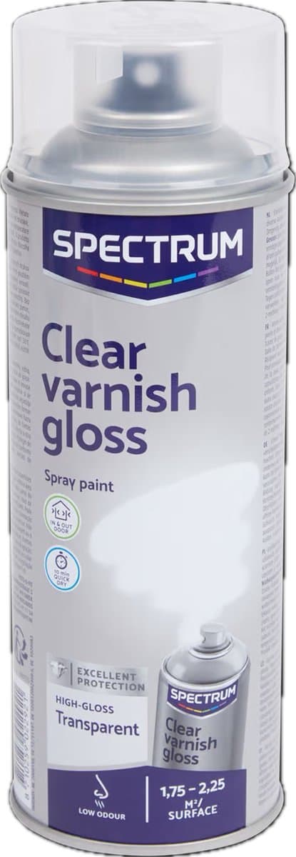 Spectrum Hoogglans Spuitverf Blanke Lak Transparant - Voor Binnen en Buiten - Sneldrogend - 400 ml (EAN: 8710259022921): De 'Finishing Touch' die je nodig hebt
