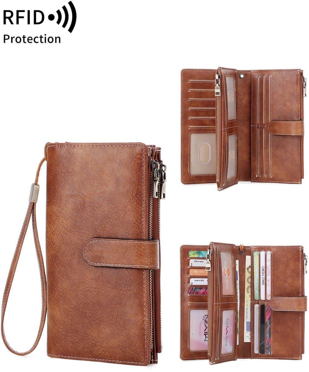 RFID drievoudige lange portemonnee - Retro multifunctioneel - Damesportemonnee - Clutch - Portemonnee - Muntzakje - Dames Portemonnee - Pasjeshouder - Creditcardhouder (EAN: 0784035580347): ✨ Wat maakt deze clutch zo bijzonder