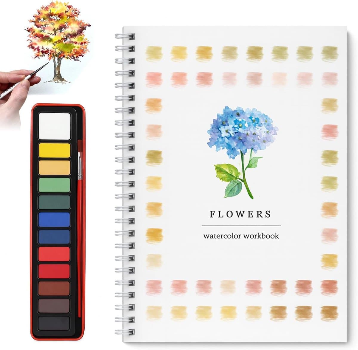 Aquarel werkboek voor beginners - Met 12 kleuren verf - Aquarel werkboek - Aquarelkunstwerkboek - Aquarelboek - Aquarel Kleurboek voor beginnersvriendelijke schilderset - Aquarel Kleurboek voor Beginners - Kunst - Planten (EAN: 9197272770470): Waa...