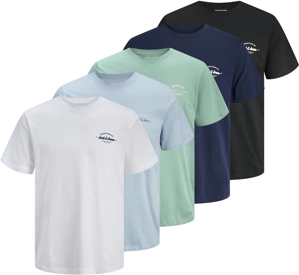 JACK&JONES - JJBRANDON TEE SS CREW NECK 5PK MP - Heren - T-shirts (EAN: 5715865854235)