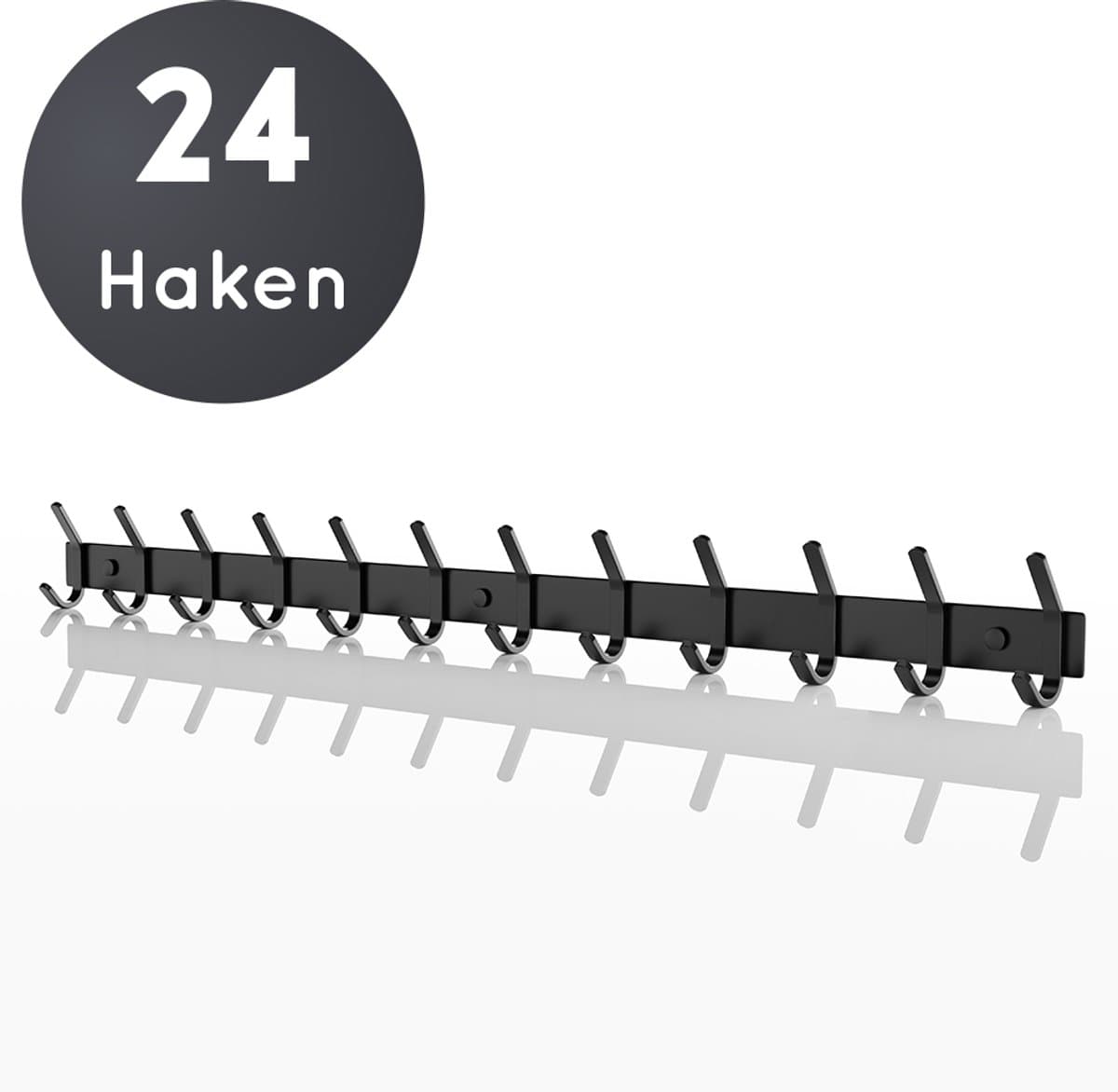 Volcan Wandkapstok - 24 Haken - Muur Kapstok Hangend met 3M Tape - Industrieel - Zwart RVS (EAN: 8720165531592)