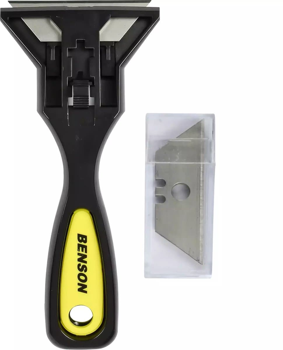 Benson Glasschraper - Inclusief 10 Trapeziummesjes - Ideaal voor Verf en Lijm - 140 mm Lengte (EAN: 8721178201298): Eerste indruk Klein maar fijn