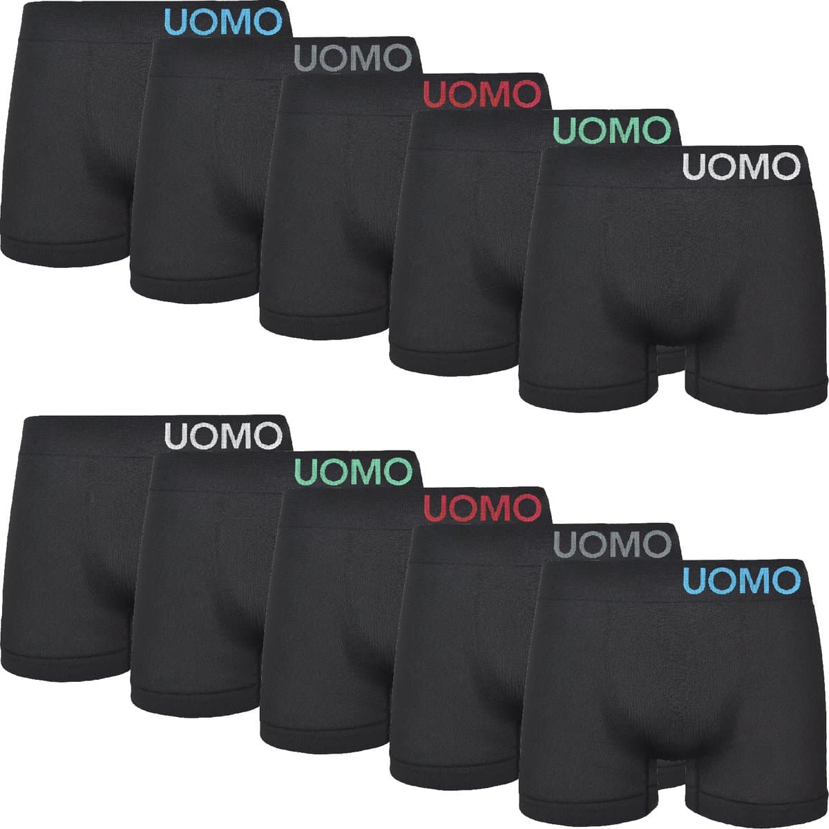 Microfiber Boxershorts Heren - 10-Pack - Uomo - Naadloos - Zwart - Maat XL/XXL (EAN: 6090300503596)