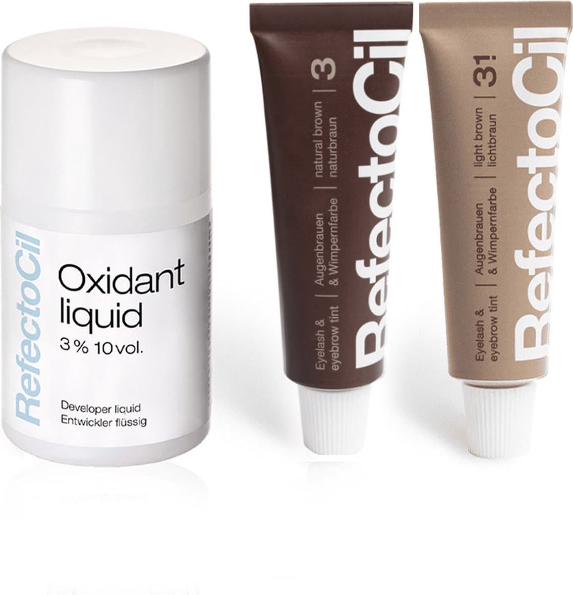 RefectoCil 2 stuks - nr. 3 Natuurbruin en nr. 3.1 Lichtbruin + 100ml Oxidant (EAN: 7106621995305): Waarom deze set