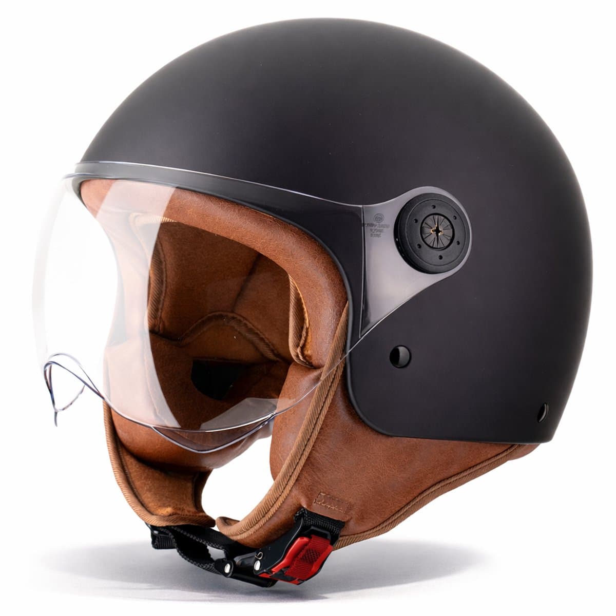 VINZ Duoro Elite Jethelm - Scooterhelm, Motorhelm, Brommerhelm - Luxe Bruine Binnenvoering - ECE Goedgekeurd - Mat Zwart - XXL (EAN: 8720574328882)