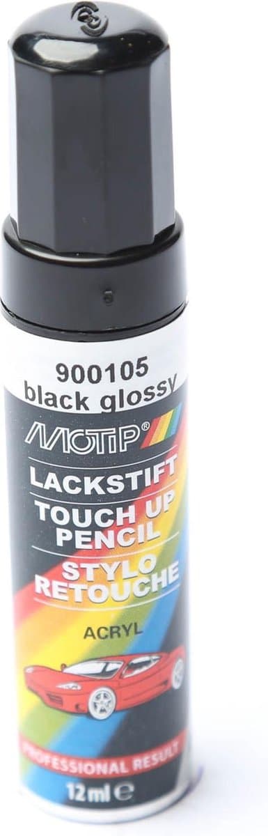 Motip 900105 - Auto lakstift - Hoogglans Zwart - 12 ml (EAN: 8711347920020)