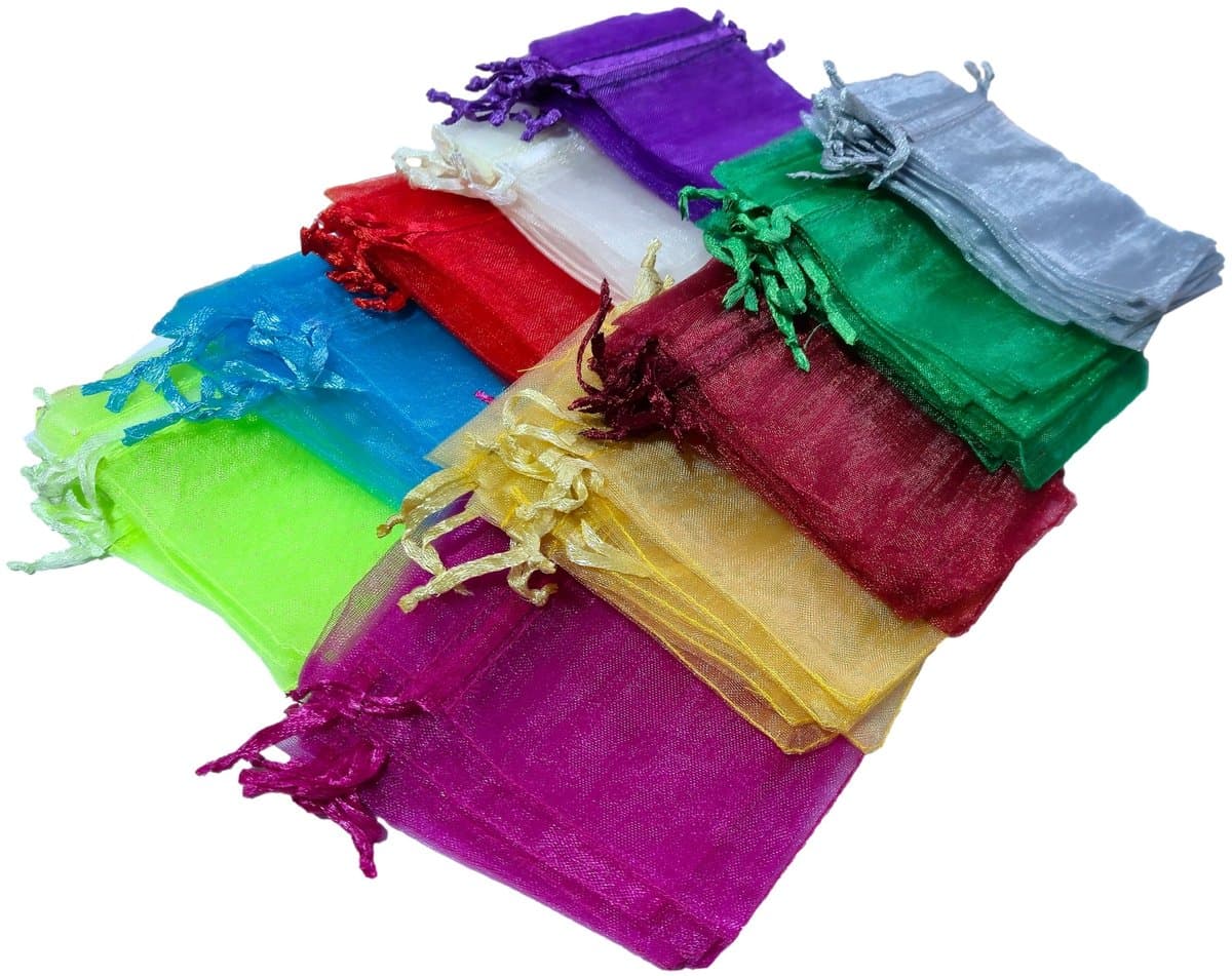 Prigta - Organza Zakjes Kleurenmix 7x9 cm - 100 stuks - Cadeauzakjes in Meerdere Kleuren - Herbruikbaar - Voor Feestjes, Sieraden & Bedankjes (EAN: 8720682331170)