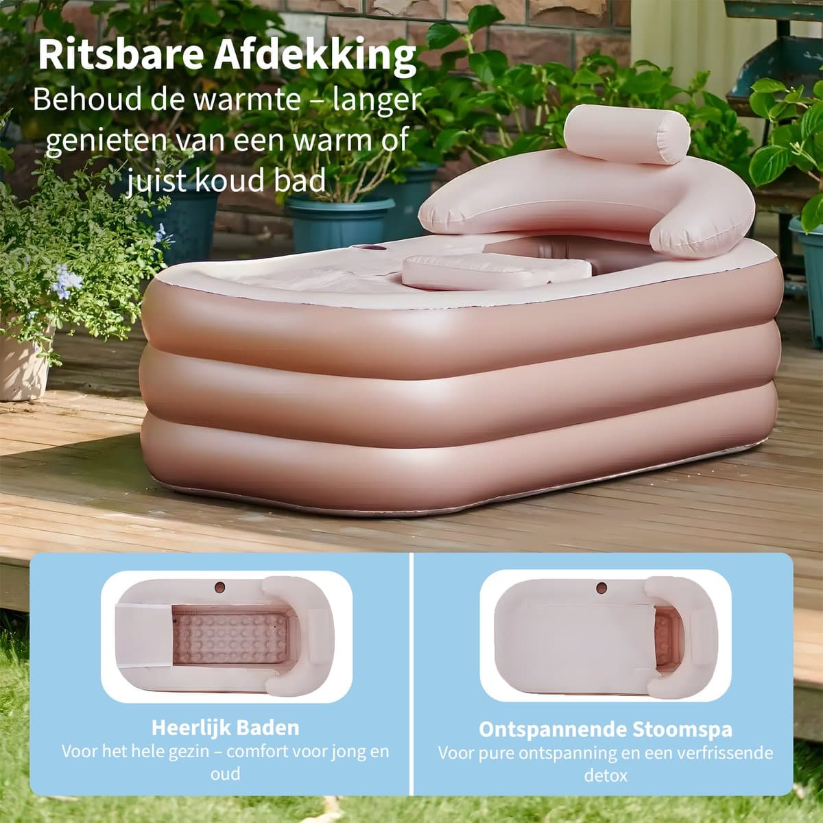 WoonWonder| Opblaasbaar ligbad | Opvouwbaar bad voor volwassenen | Opblaasbaar bad | Ligbad | Zitbad volwassenen | Opblaasbad | Bad | Badkuip (EAN: 8721161833666): De droom van een spa in huis 🕯️