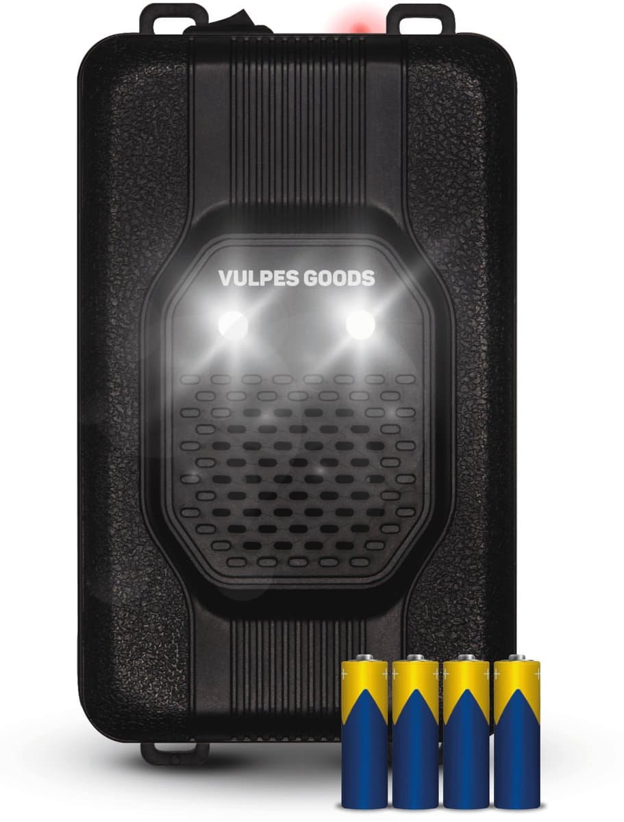 Vulpes Goods® Verjager - Marterverjager - Ongedierteverjager - Multifunctionele Set Binnen & Buiten - Batterijen, 12V & Auto accu - Marters, Muizen & Ratten - Steenmarter Verjager PRO - Incl. Batterijen (EAN: 8720648259852)