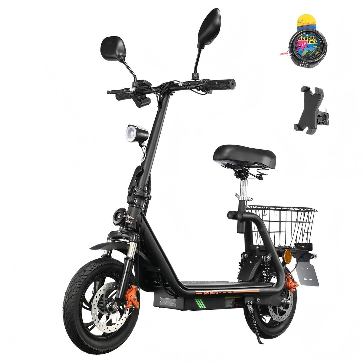 Twofish M5 Pro-E Elektrische Scooter/Brommer - 500W Motor - 48V13Ah Batterij - Max Snelheid 40km/h - Max Bereik 30km - EEC Gecertificeerd - Zwart (EAN: 9331582040599)