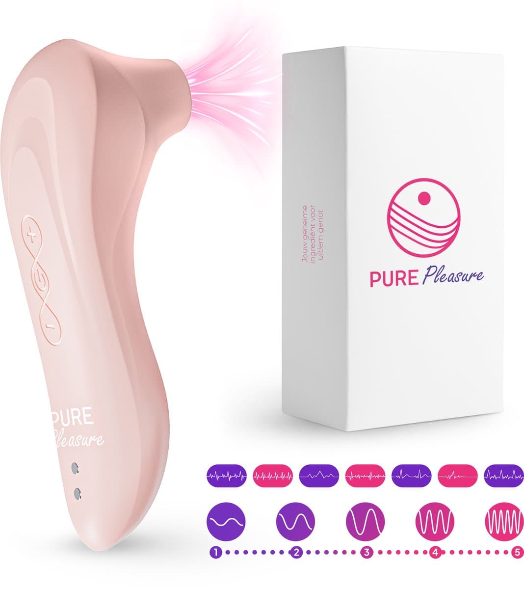 Pure Pleasure ® Vibrators voor Vrouwen - Luchtdruk Vibrator - 10 Zuigstanden – Clitoris Stimulator voor Vrouwen – Oplaadbaar & Fluisterstil – Roze (EAN: 8720986036344)