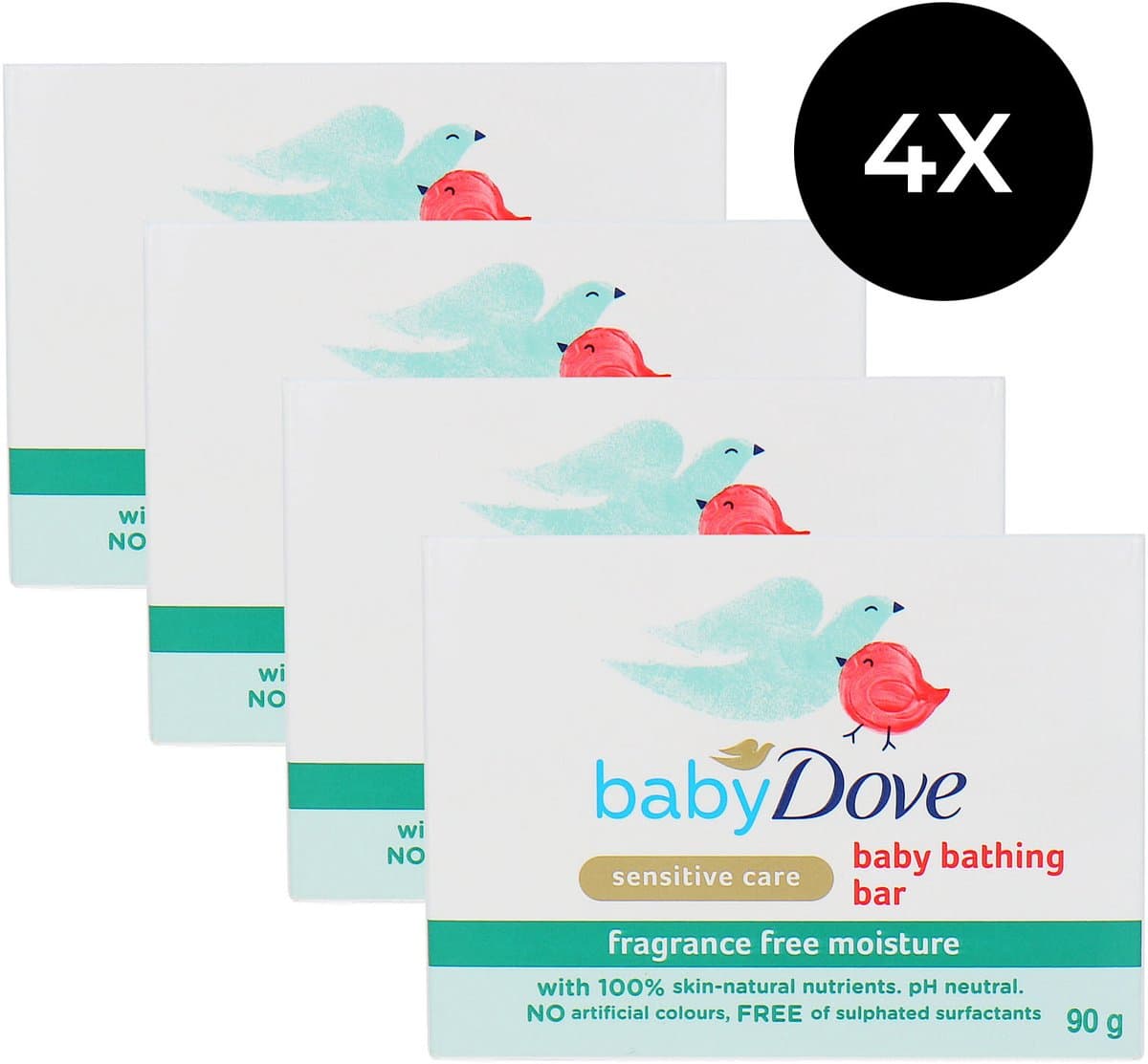 Dove Baby Sensitive Care Baby Bathing Bar - 4 x 90 gr (EAN: 8720849058544)
