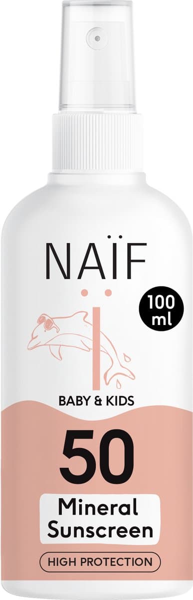 Naïf Minerale Zonnebrand Spray - Baby's & Kinderen - SPF50 - Zonder Parfum - UVA/UVB Bescherming - 100ml (EAN: 8721008611099): Een goed resultaat met subtiele details