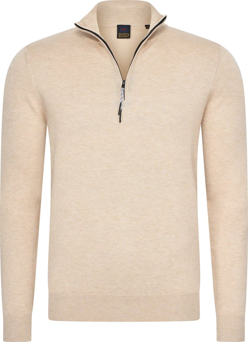 Mario Russo Half Zip Sweater - Trui Heren - Sweater Heren - Coltrui Heren - L - Beige (EAN: 8720955000512)